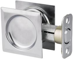 Square Pocket Door Lock in Satin Chrome