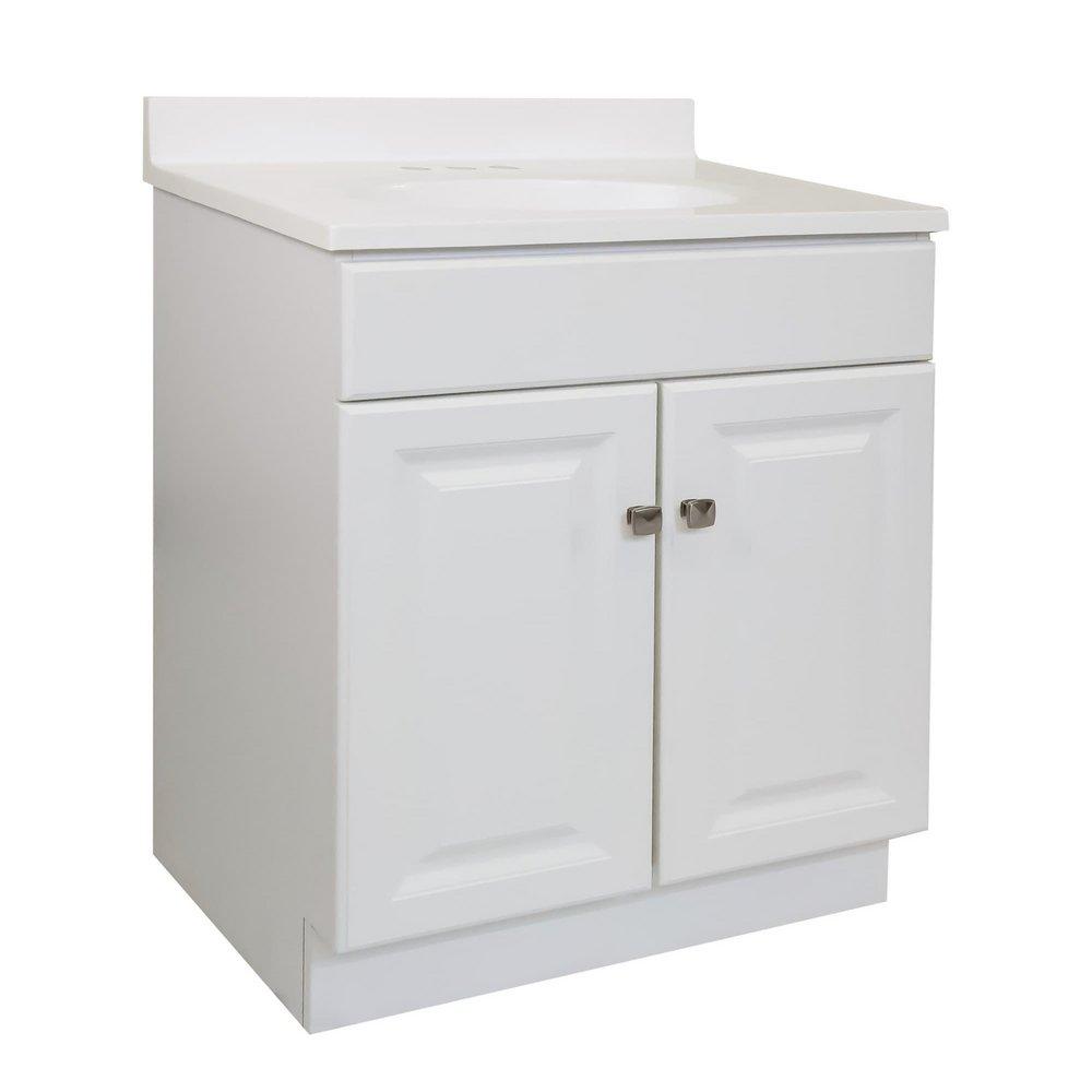 Wyndham 31" Free Standing Single Basin Vanity Set with Wood Cabinet and Marble Vanity Top 