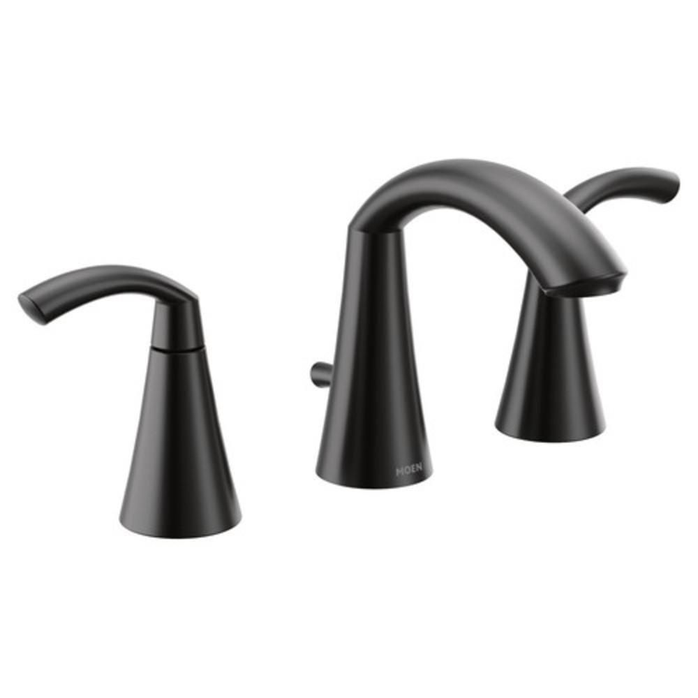 Moen Matte Black Two Handle Widespread Bathroom Sink Faucet 