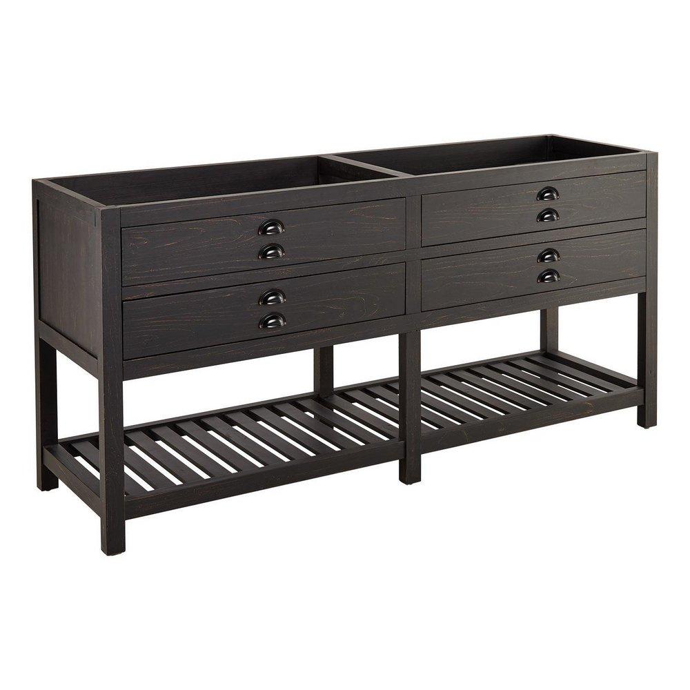 Signature Hardware Rustic Black 72 in. Floor Mount Vanity in Rustic Black with Matte Black 