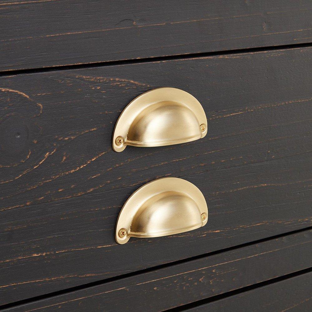 Signature Hardware Rustic Black 24 in. Floor Mount Vanity in Rustic Black with Satin Brass 