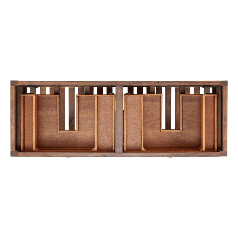 Signature Hardware Farmhouse Brown 60 in. Floor Mount Vanity in Farmhouse Brown with Satin Nickel 