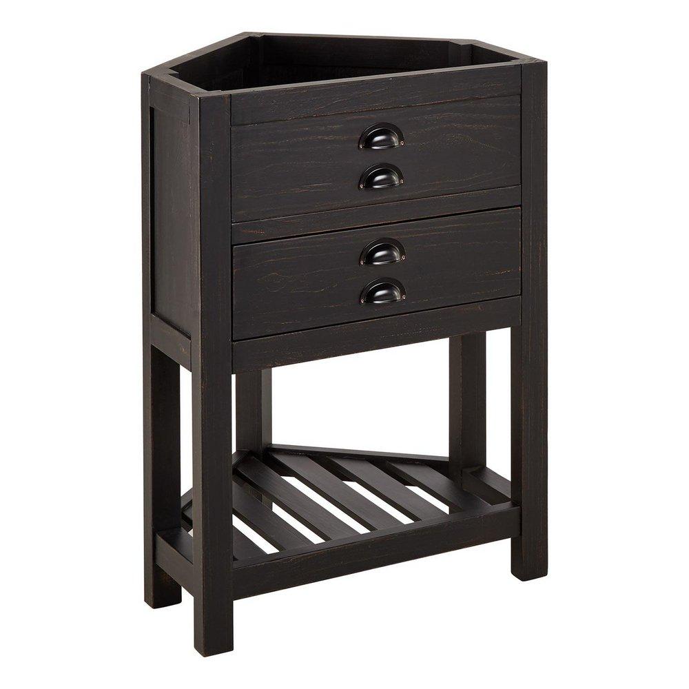 Signature Hardware Rustic Black 24 in. Floor Mount Vanity in Rustic Black with Matte Black 