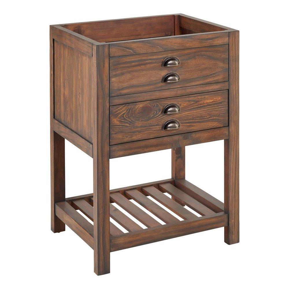 Signature Hardware Farmhouse Brown 30 in. Floor Mount Vanity in Rustic Black with Satin Brass 