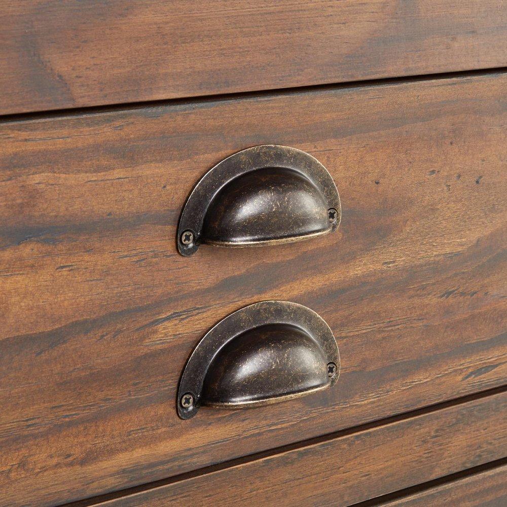 Signature Hardware Farmhouse Brown 30 in. Floor Mount Vanity in Rustic Black with Satin Brass 