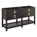 Signature Hardware Rustic Black 60 in. Floor Mount Vanity in Rustic Black with Satin Brass 