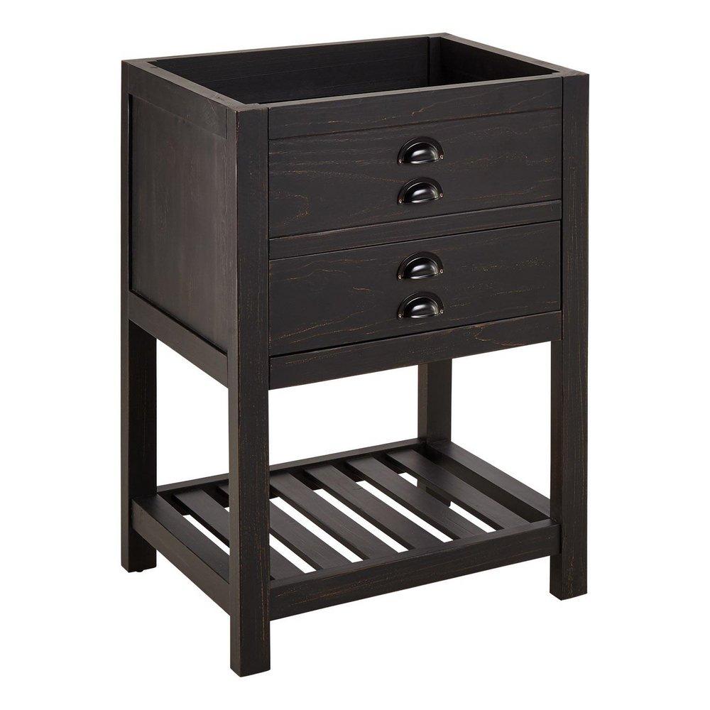 Signature Hardware Rustic Black 24 in. Floor Mount Vanity in Rustic Black with Matte Black 