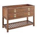 Signature Hardware Farmhouse Brown 48 in. Floor Mount Vanity in Rustic Black with Satin Brass 