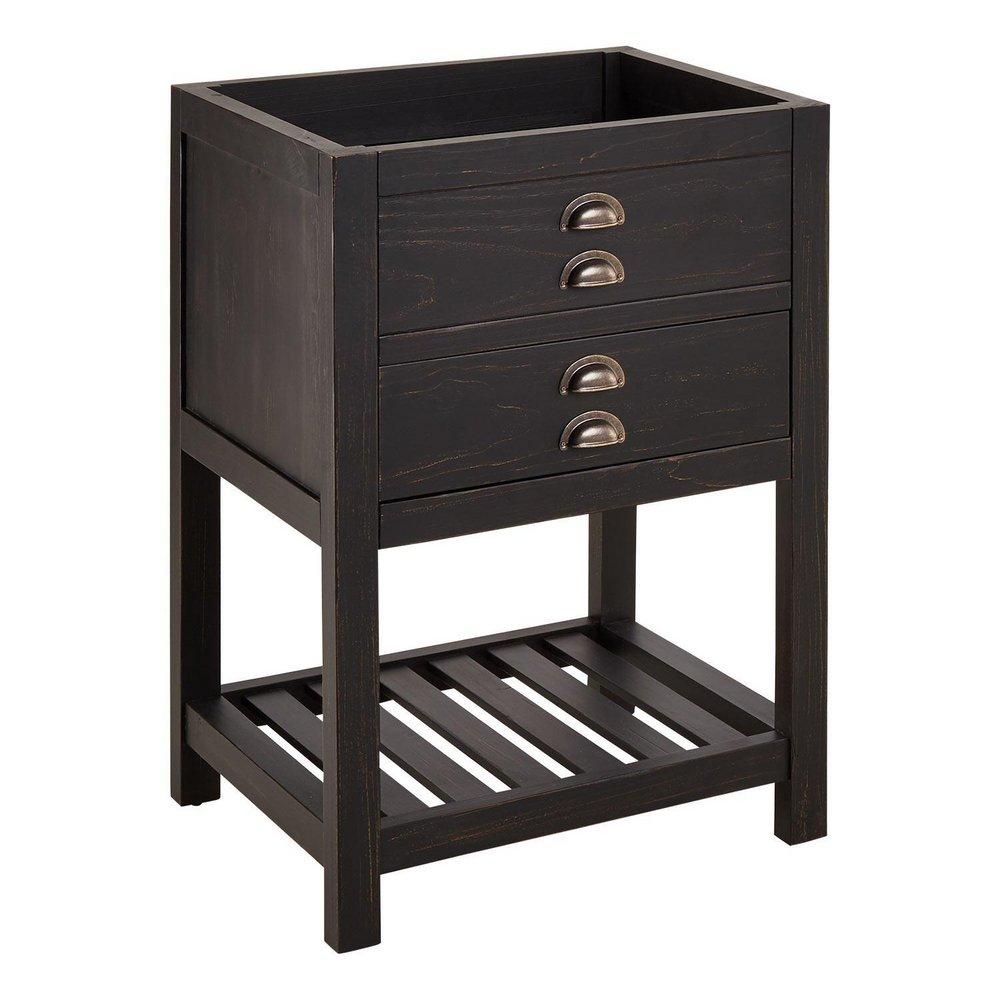 Signature Hardware Rustic Black 24 in. Floor Mount Vanity in Rustic Black with Mottled Brass 