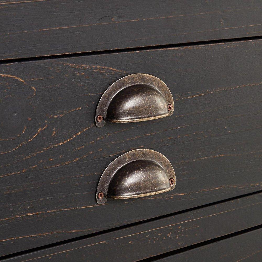 Signature Hardware Rustic Black 24 in. Floor Mount Vanity in Rustic Black with Mottled Brass 