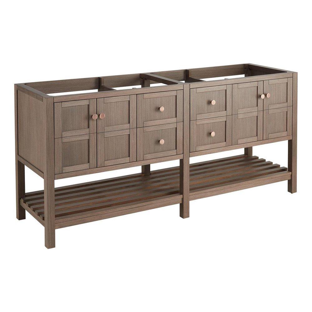 Signature Hardware Ash Brown 72 in. Floor Mount Vanity in Ash Brown with Antique Copper 