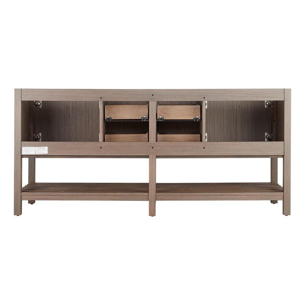 Signature Hardware Ash Brown 72 in. Floor Mount Vanity in Ash Brown with Antique Copper 