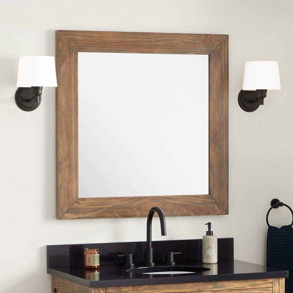 Signature Hardware Grey Wash 34 in. Square Vanity Mirror 