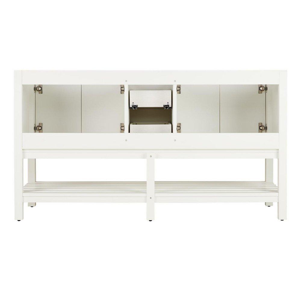 Signature Hardware Soft White 60 in. Floor Mount Vanity in White with Brushed Nickel 