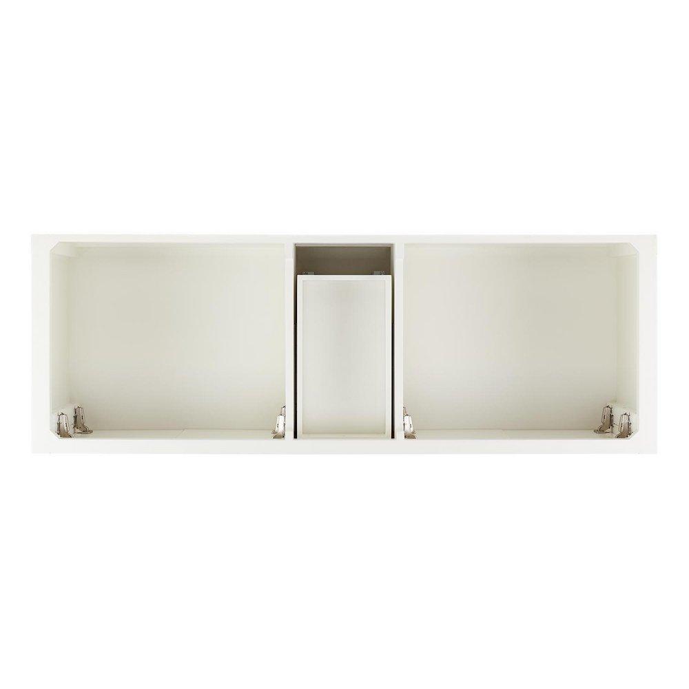 Signature Hardware Soft White 60 in. Floor Mount Vanity in White with Brushed Nickel 