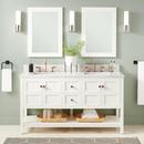 Signature Hardware Soft White 60 in. Floor Mount Vanity in White with Brushed Nickel 