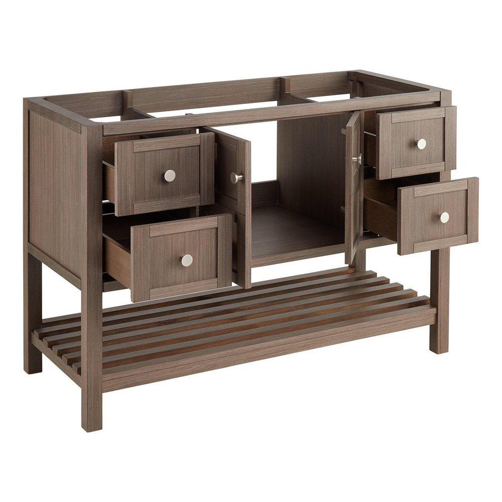 Signature Hardware Ash Brown 48 in. Floor Mount Vanity in Ash Brown with Brushed Nickel 