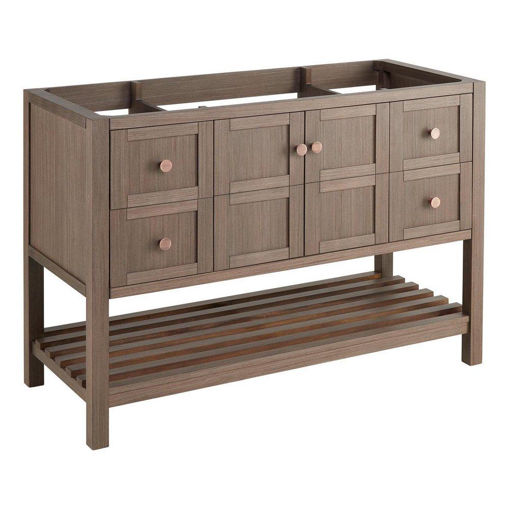 Signature Hardware Ash Brown 48 in. Floor Mount Vanity in Ash Brown with Antique Copper 