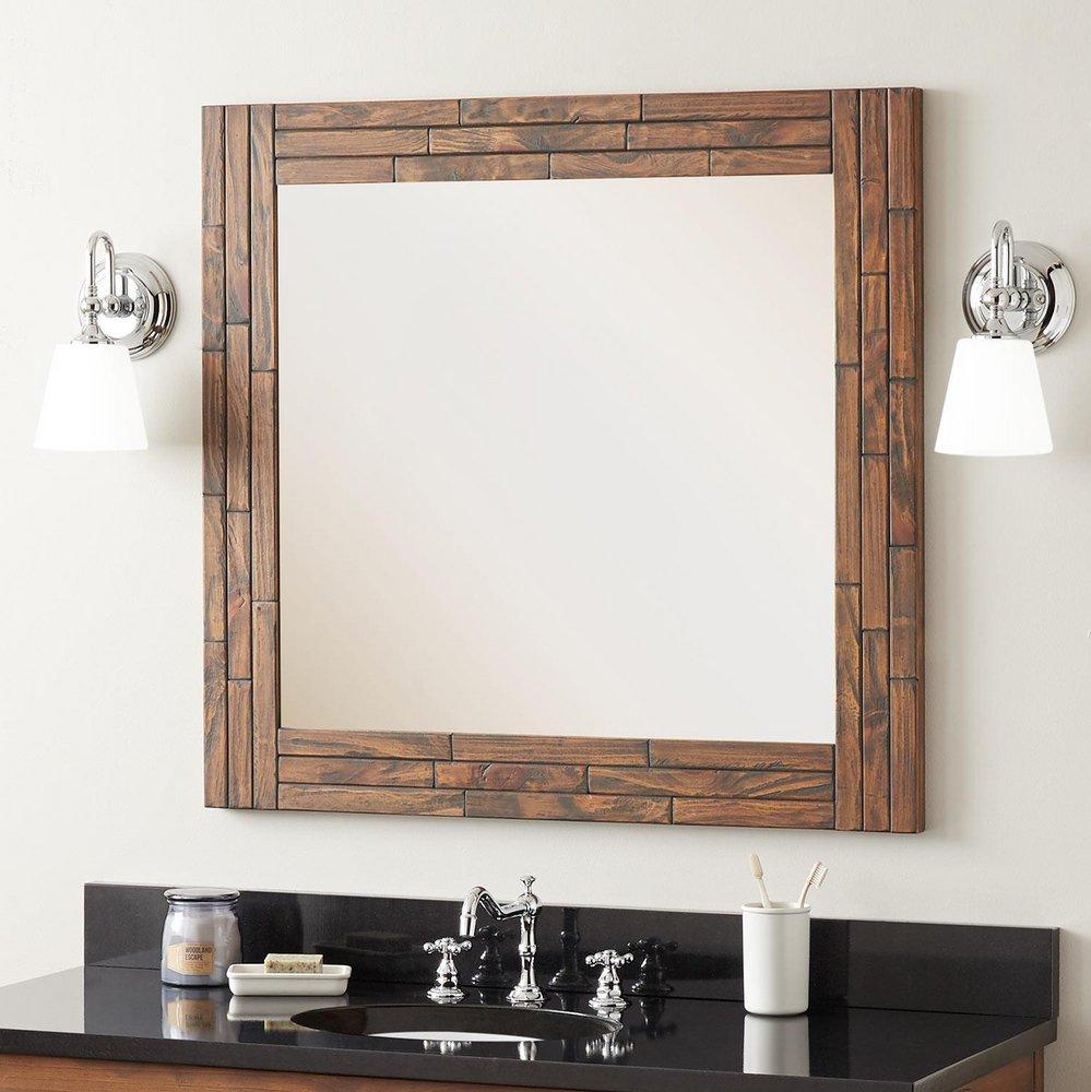 Signature Hardware Farmhouse Brown 36 in. Rectangular Vanity Mirror 