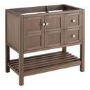 Signature Hardware Ash Brown 36 in. Floor Mount Vanity in White with Satin Brass 