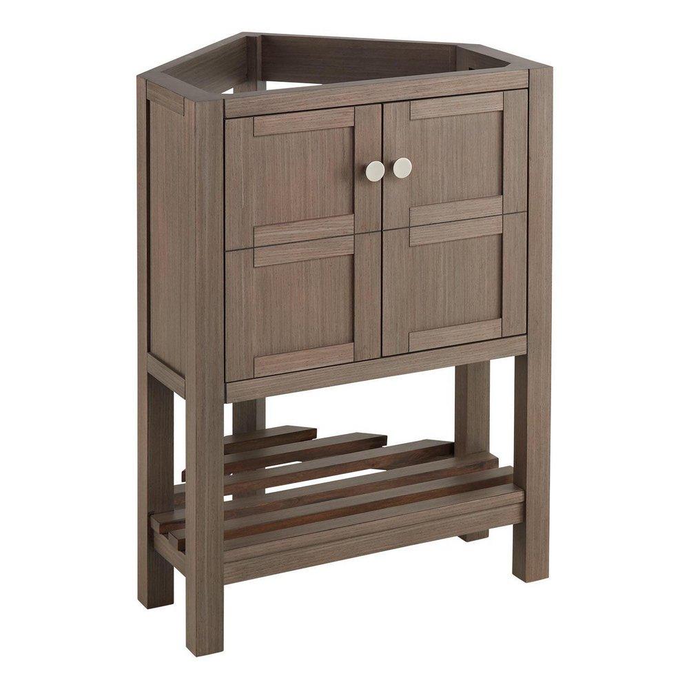 Signature Hardware Ash Brown 24 in. Floor Mount Vanity in Ash Brown with Brushed Nickel 