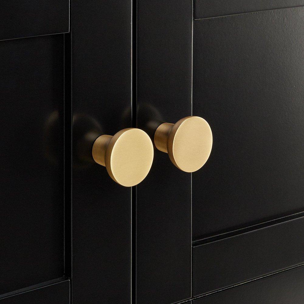 Signature Hardware Black 24 in. Floor Mount Vanity in Black with Satin Brass 