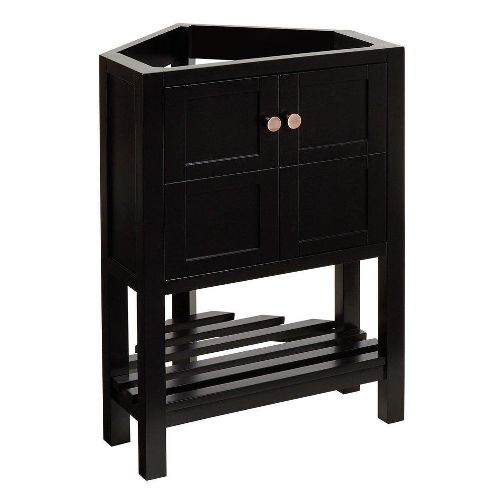 Signature Hardware Black 24 in. Floor Mount Vanity in Black with Antique Copper 
