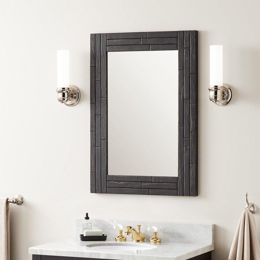 Signature Hardware Rustic Black 24 in. Rectangular Vanity Mirror 