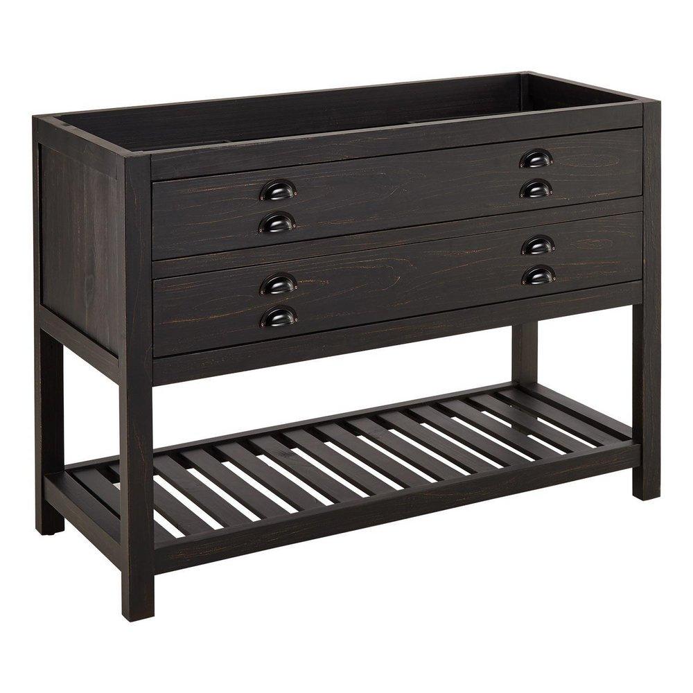 Signature Hardware Rustic Black 48 in. Floor Mount Vanity in Rustic Black with Matte Black 