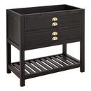 Signature Hardware Antique Black 36 in. Floor Mount Vanity in Antique Black with Satin Brass 