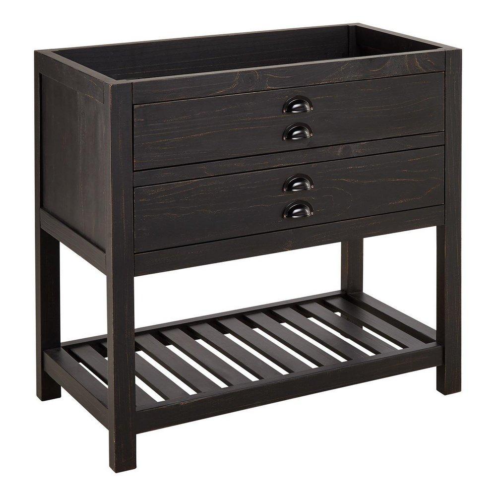 Signature Hardware Antique Black 36 in. Floor Mount Vanity in Antique Black with Matte Black 