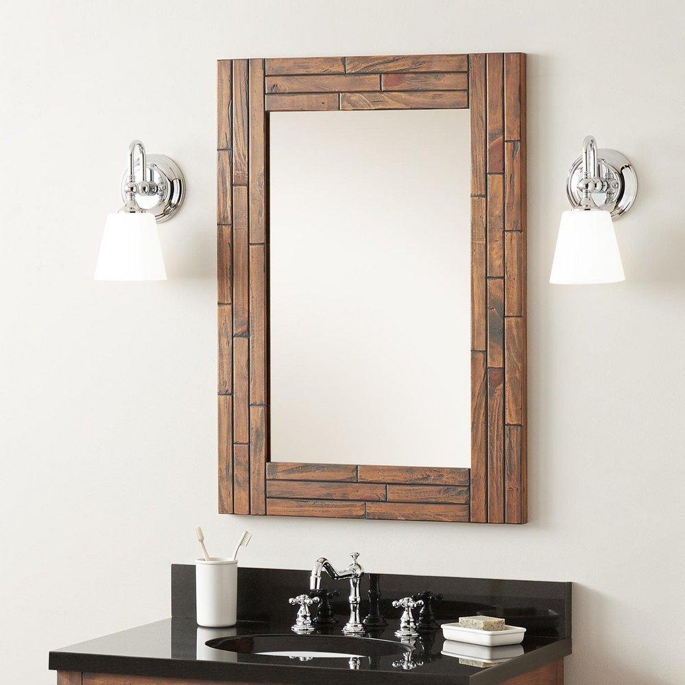 Signature Hardware Farmhouse Brown 24 in. Rectangular Vanity Mirror 