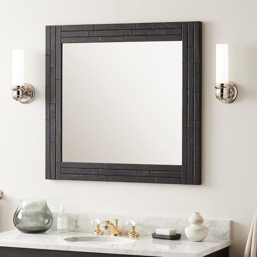 Signature Hardware Rustic Black 36 in. Rectangular Vanity Mirror 