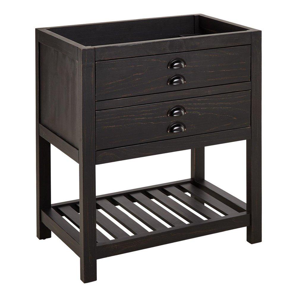 Signature Hardware Rustic Black 30 in. Floor Mount Vanity in Rustic Black with Matte Black 