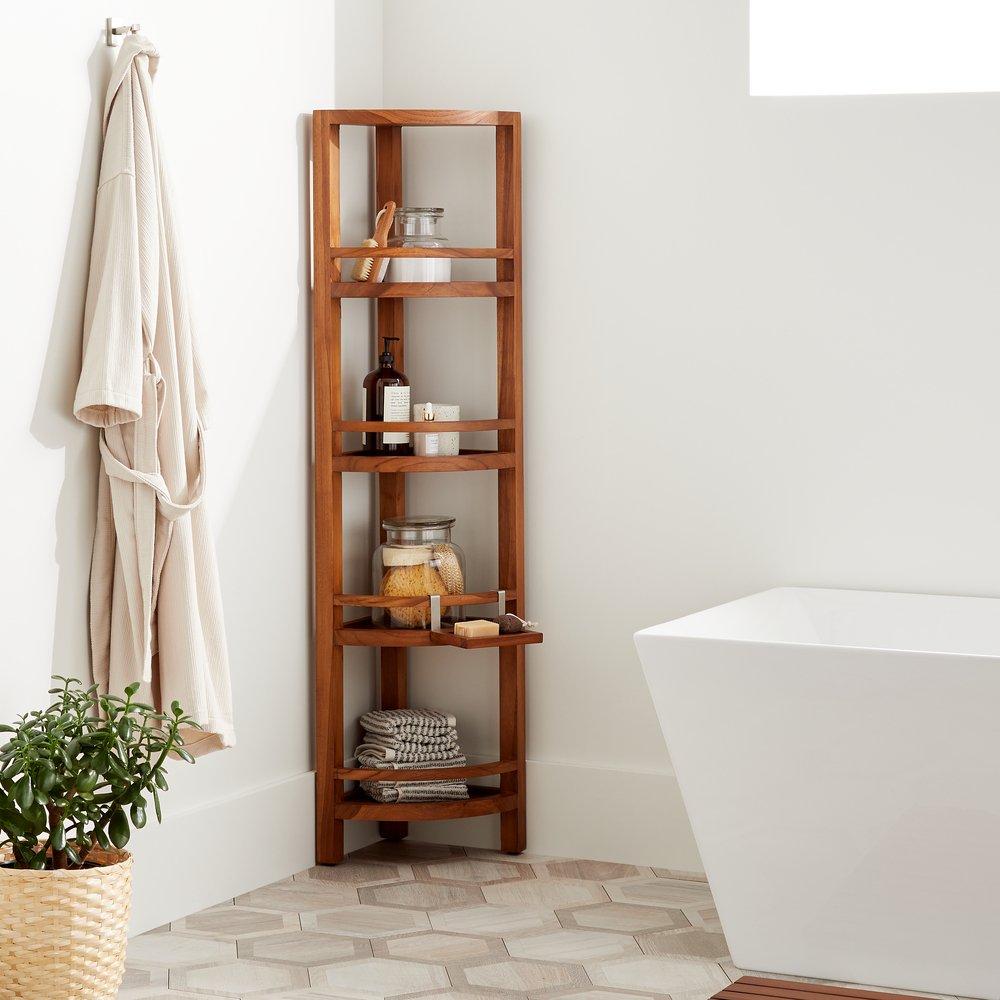 Signature Hardware Teak Teak Bathroom Shelf 