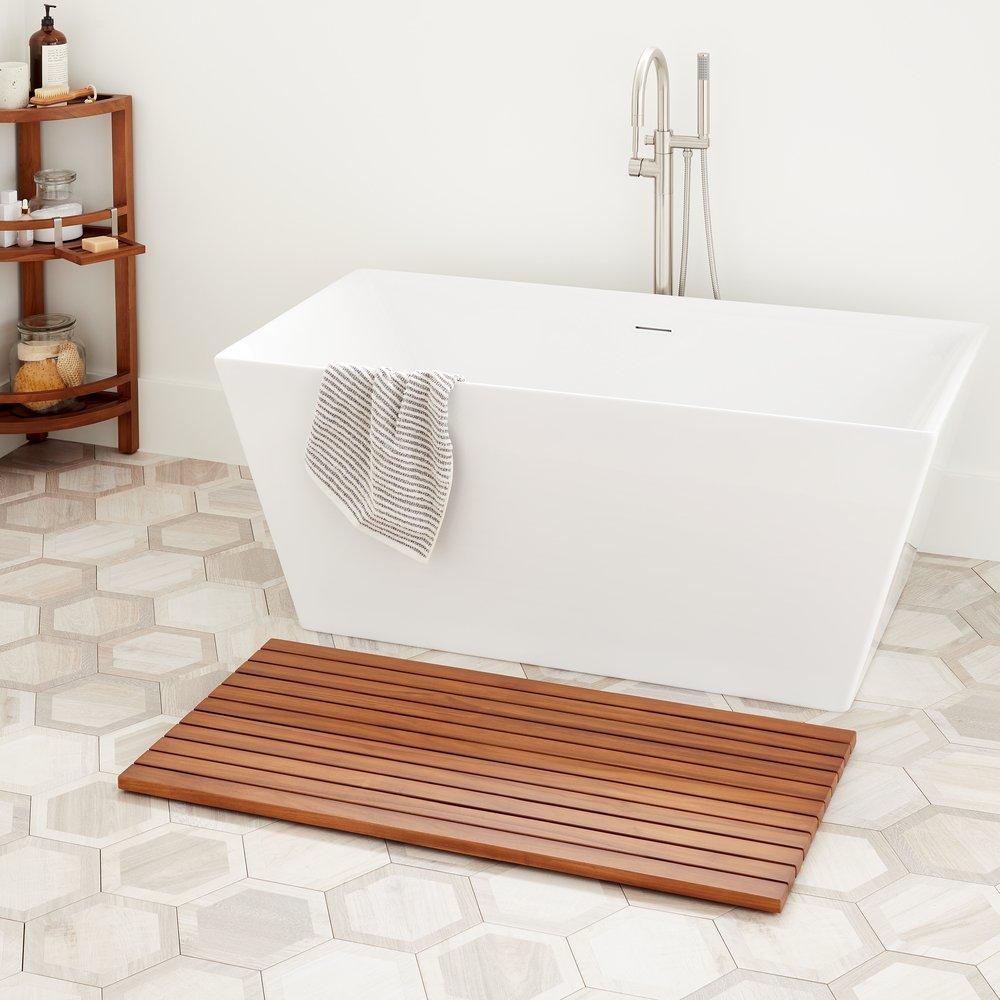 Signature Hardware Teak Teak Bathroom Floor Mat 