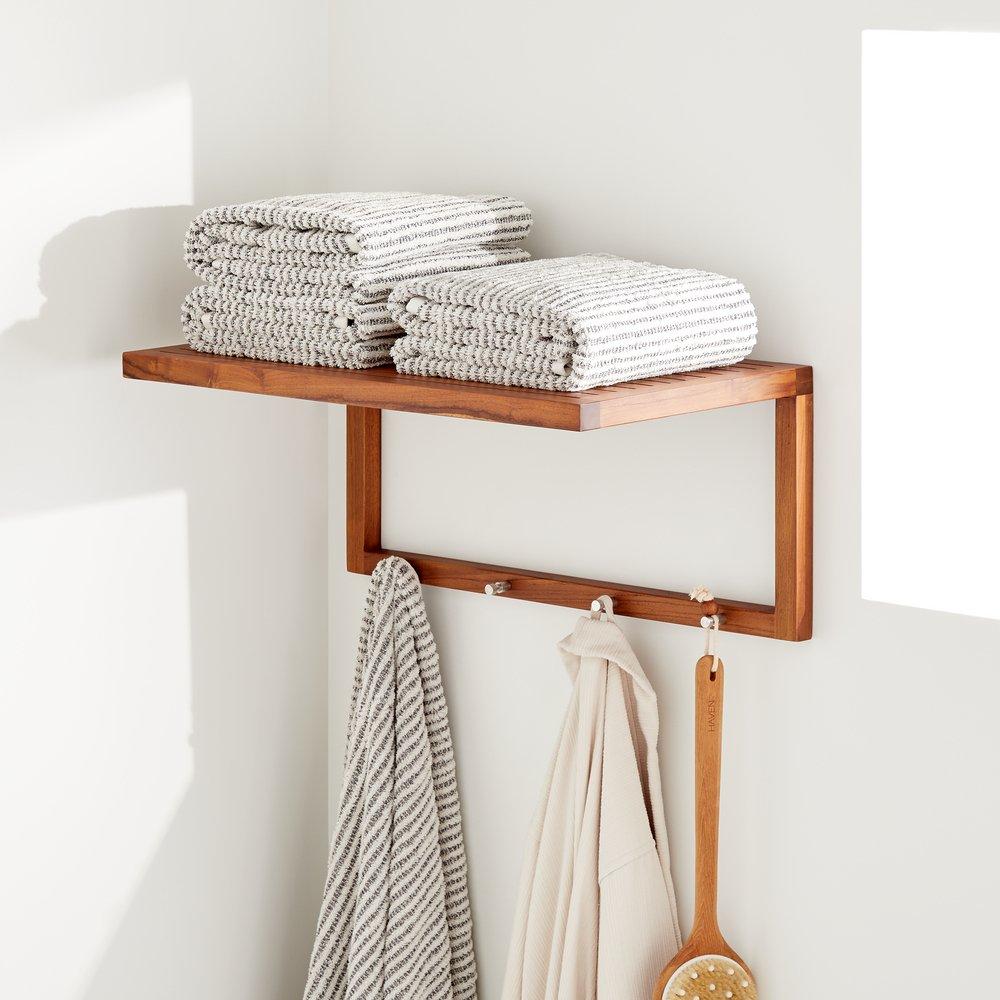 Signature Hardware Teak 27 in. Towel Holder 