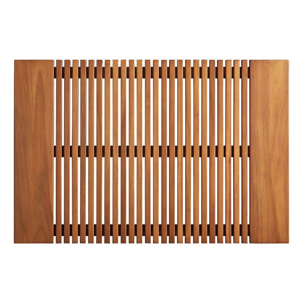 Signature Hardware Natural Teak Bathroom Floor Mat 