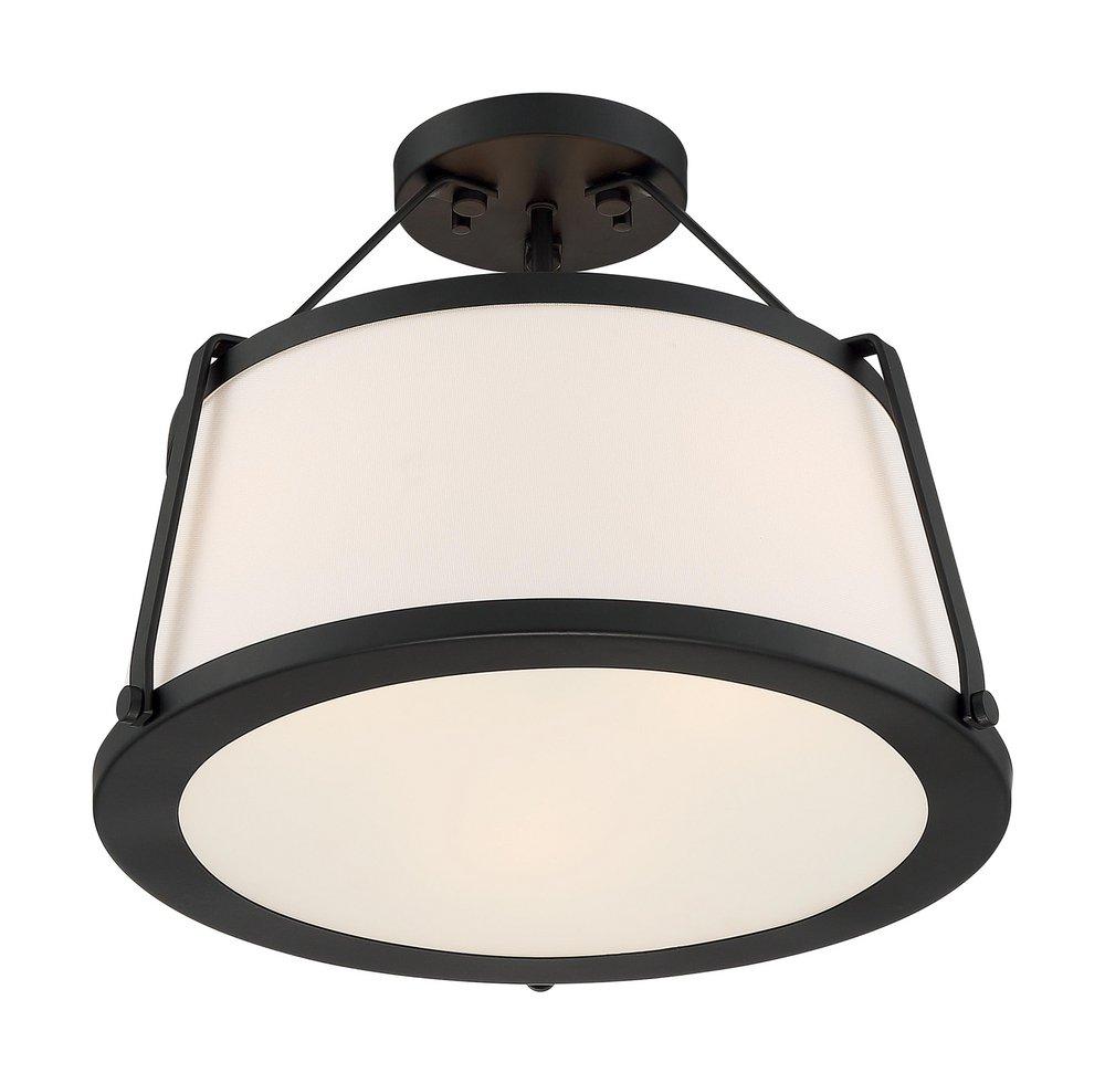 NUVO Matte Black 60W 3-Light Medium Incandescent Semi-Flush Mount Ceiling Fixture 