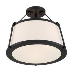 60W 3-Light Medium Incandescent Semi-Flush Mount Ceiling Fixture in Matte Black