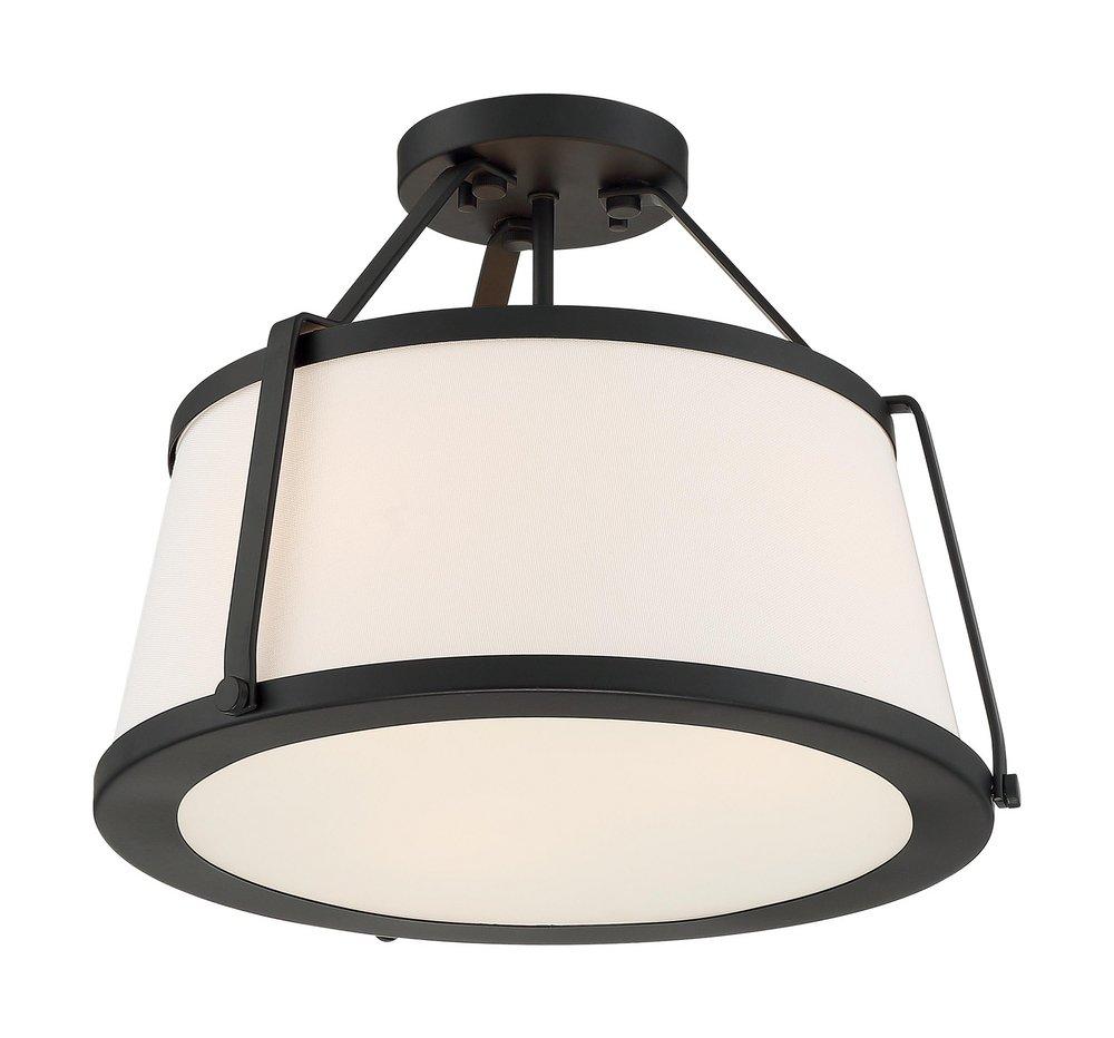 NUVO Matte Black 60W 3-Light Medium Incandescent Semi-Flush Mount Ceiling Fixture 