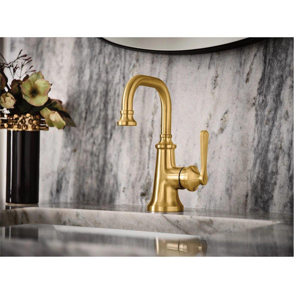 Moen Brushed Gold Single Handle Monoblock Bathroom Sink Faucet Lever Handle 