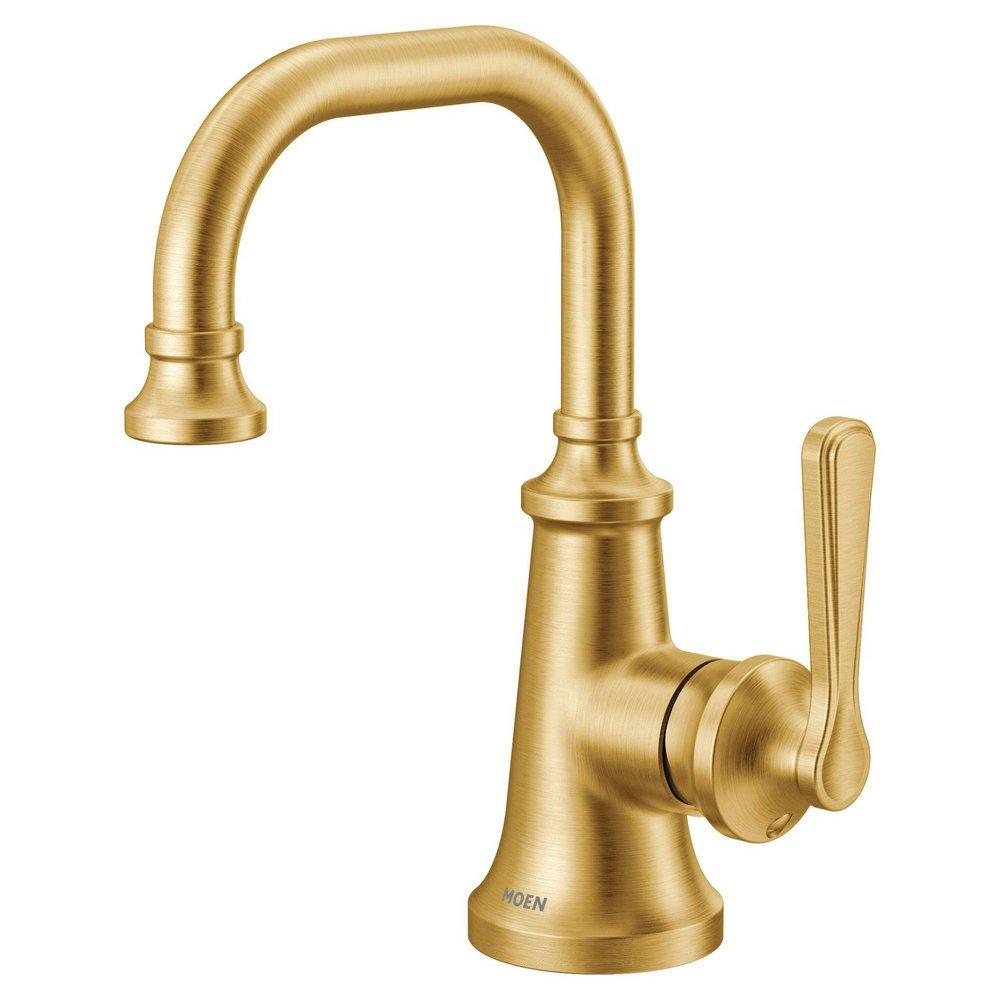 Moen Brushed Gold Single Handle Monoblock Bathroom Sink Faucet Lever Handle 