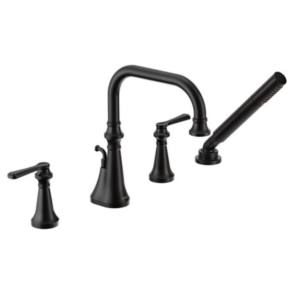 Moen Matte Black Two Handle Roman Tub Faucet with Handshower (Trim Only) 