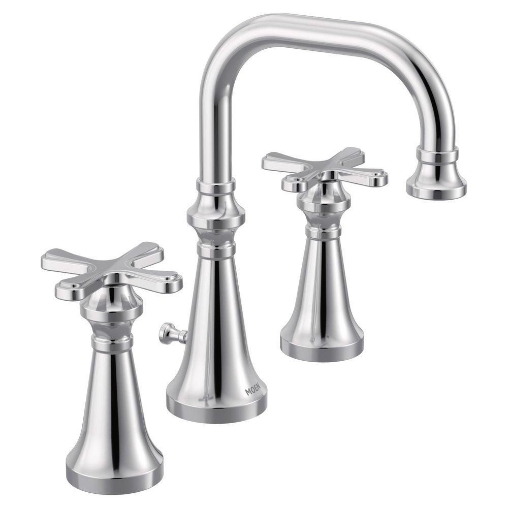 Moen Chrome Two Handle Widespread Bathroom Sink Faucet Cross 