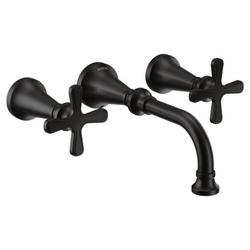 Two Handle Wall Mount Widespread Bathroom Sink Faucet in Matte Black