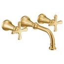 Two Handle Wall Mount Widespread Bathroom Sink Faucet in Brushed Gold