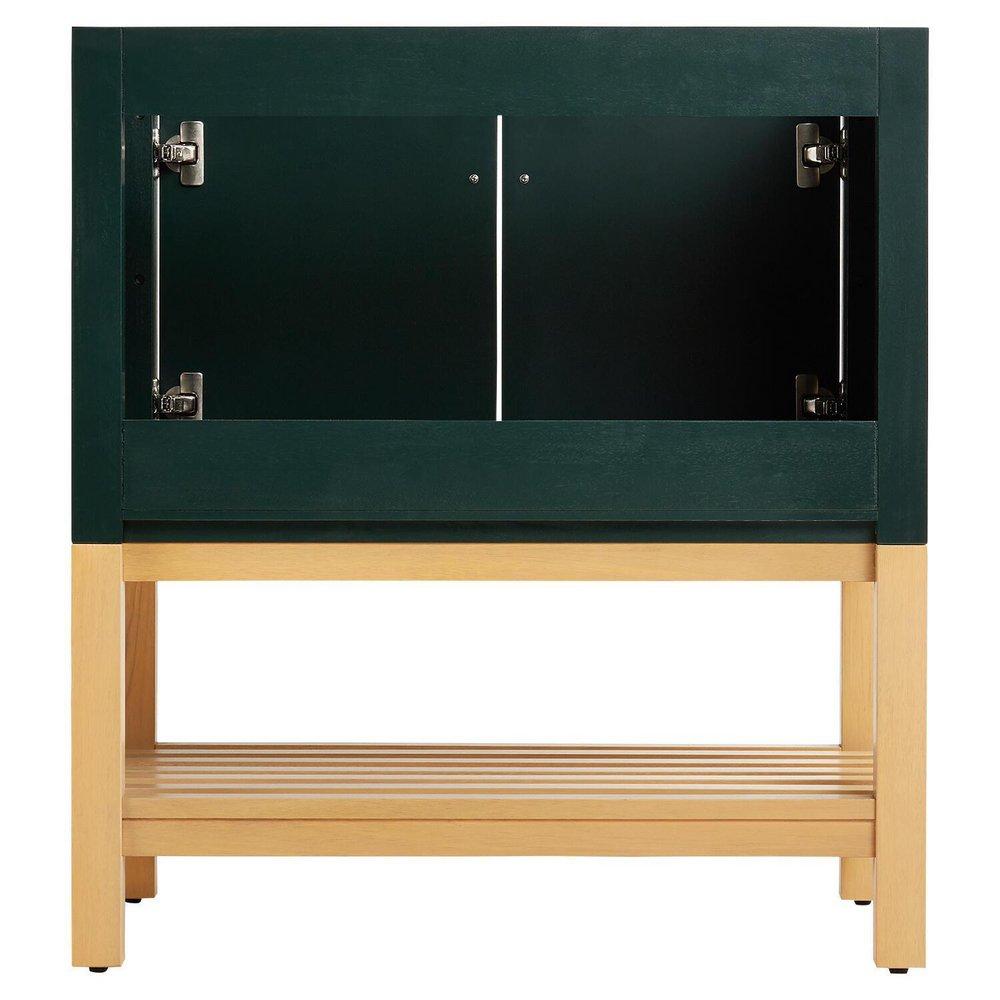 Signature Hardware Hunter Green 30 in. Floor Mount Vanity in Hunter Green, White Oak with Brushed Nickel 