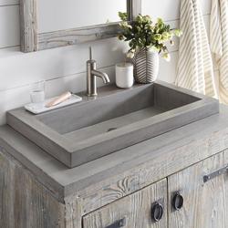 30 in. Drop-in Rectangular Stone Bathroom Sink in Ash
