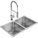 30-3/4 x 18-1/2 in. 1-Hole Stainless Steel Double Bowl Undermount Kitchen Sink in Polished Satin